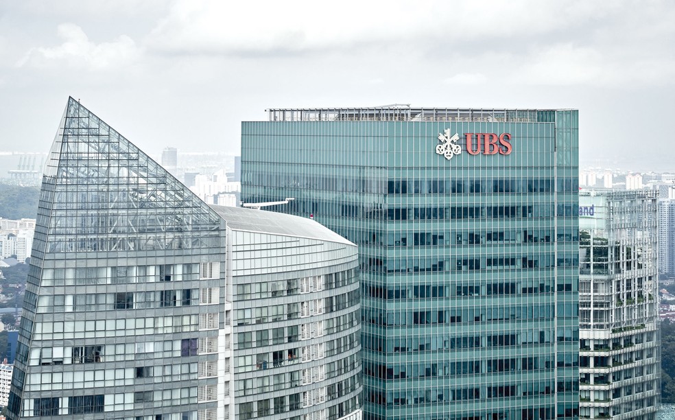 Prédio do UBS em Cingapura: oportunidades em tecnologia, saúde e companhias de anticíclicas — Foto: Divulgação